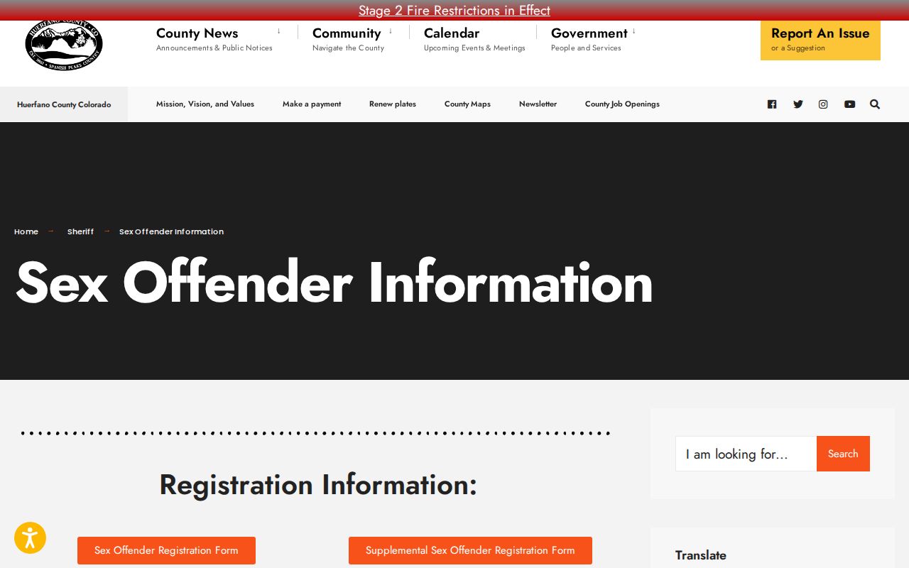 Huerfano County released inmate mugshot registry source